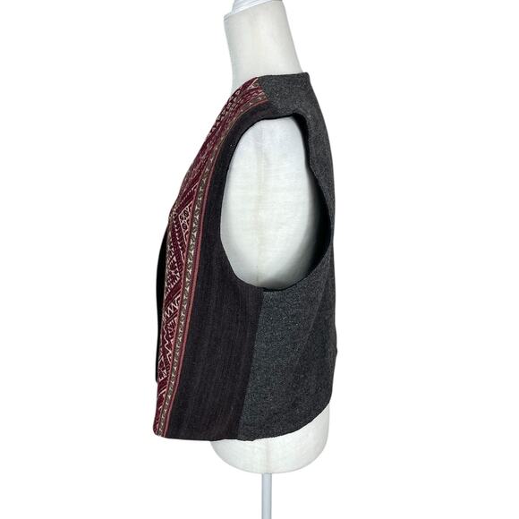Unbranded Wool Vest Reversible Tapestry Embroidered Aztec Tribal Boho Sz Large - Picture 6 of 12